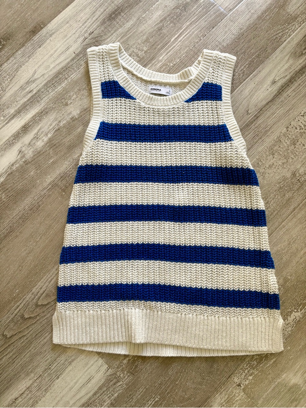 Sonoma Blue & Cream Striped Knit Tank